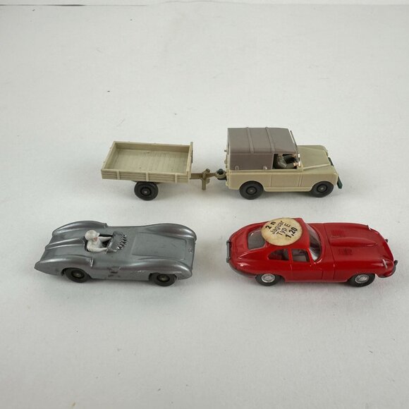 Vintage Wiking Plastic Lot Mercedes Rennwagen Land Rover Trailer Jaguar
